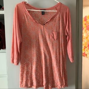 Rue21 coral 3/4 sleeve shirt
